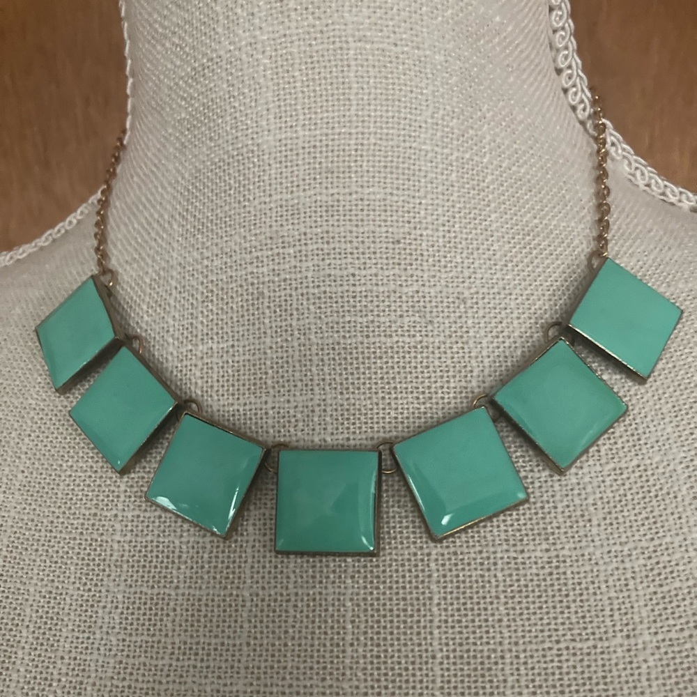 🔥4 for $20.00 🔥Vintage Resin Square Tile Turquoise Necklace